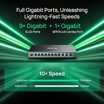 TP-LINK ES210GMP Gigabit Ports x 10, Easy Managed Switch, PoE+ Ports x 8