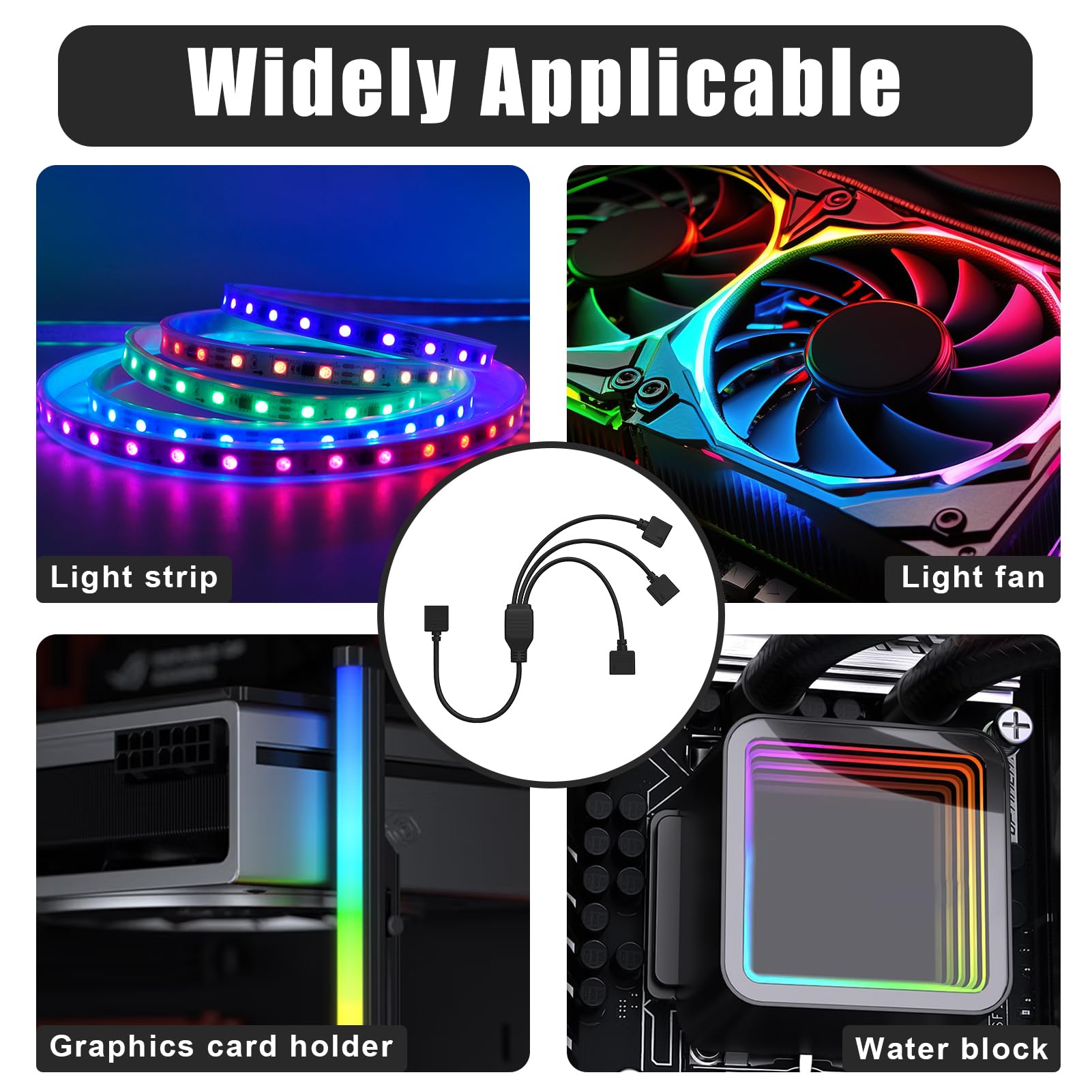 Câble Répartiteur ARGB 5V 4 Broches, Hub ARGB et Fan Splitter 30 cm pour PC