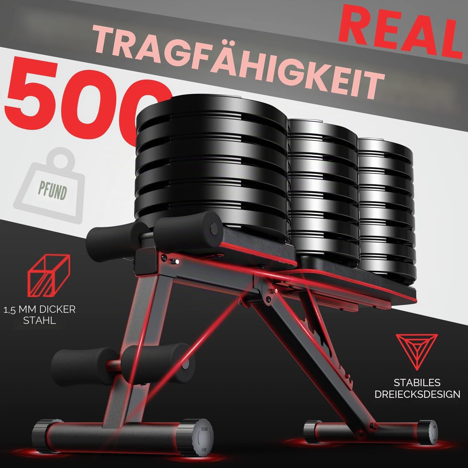 PASYOU Hantelbank Klappbar Verstellbar, Multifunktions Trainingsbank Schrägbank für Ganzkörper-workout，10 in 1 Fitnessbank für zu Hause oder im Fitnessstudio, 230kg Gewichtskapazität PA300