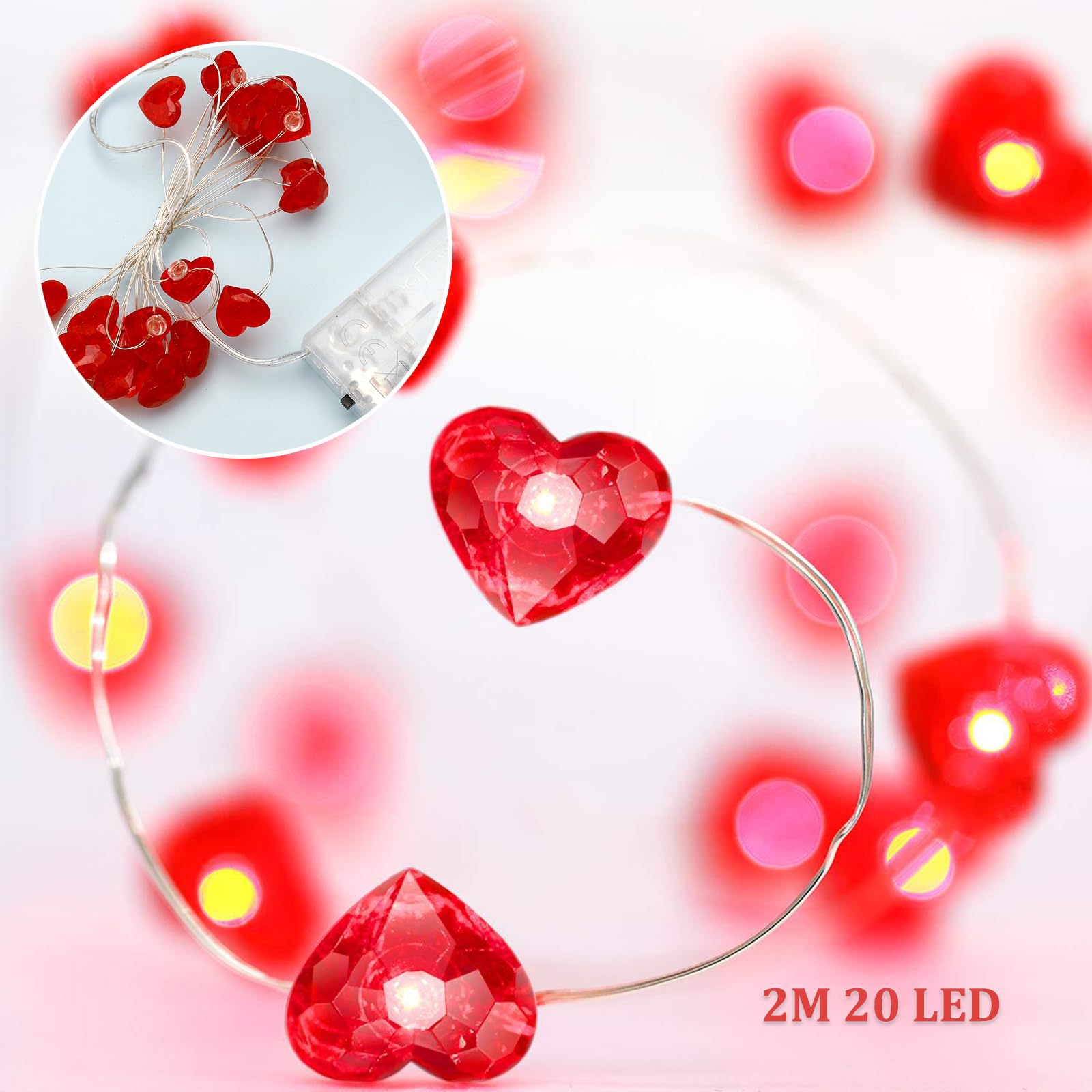 Ideen mit Herz 20-delige LED-lichtketting | warm wit | 5 mm lamp- | 15 cm afstand | incl. timerfunctie (6 uur aan | 18 uur uit) | batterijvoeding | totale lengte: 300 cm