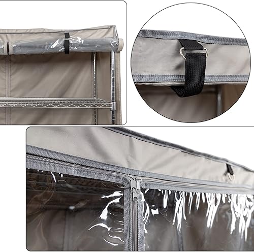 Miniatura 7 de Cubierta para estante de almacenamiento, estante de alambre, protector contra el polvo, se adapta a estantes de 36 pulgadas de ancho x 19 pulgadas