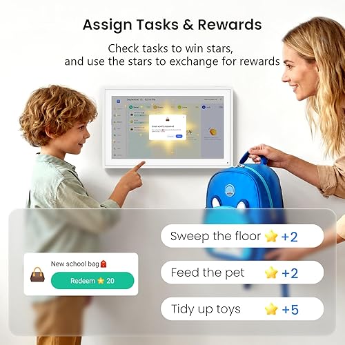 Miniatura 5 de Calendario digital de planificación programada, tabla de tareas y recompensas para padres e hijos, 1920 x 1080P, pantalla táctil interactiva Full