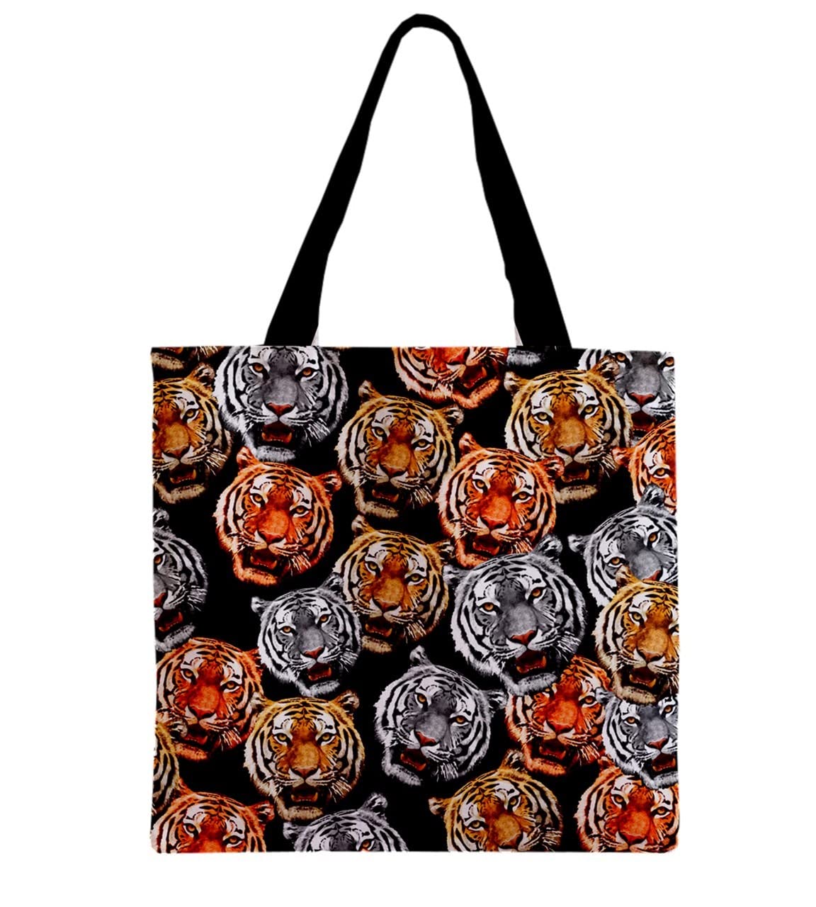 CowCow & Green Funny Bear Pattern Zipper Grocery Tote Bag