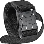 JUKMO Quick Release Tactical Belt, Military Work 1.5" Nylon Web Hiking Belt | Heavy Duty Seatbelt Zinc Alloy Buckle & Stretch Belt Strap