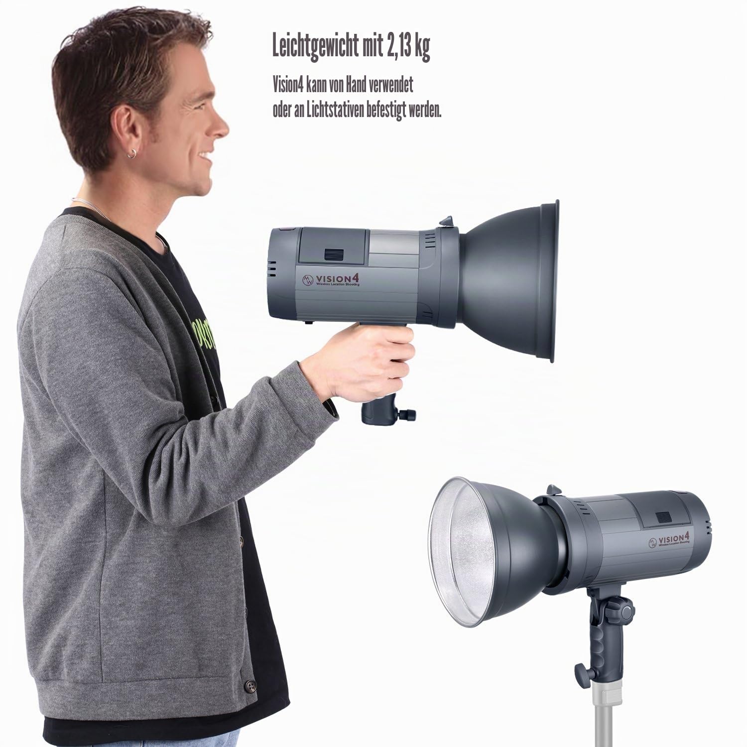 Neewer Vision 4 300Ws 2,4G Li-Ionen Akku betriebene Blitzlicht für den Außenbereich mit Auslöser zur 1000 Blitzen mit voller Leistung und Recycling in 0,4-2,5 Sek German Engineered Bowens Mount
