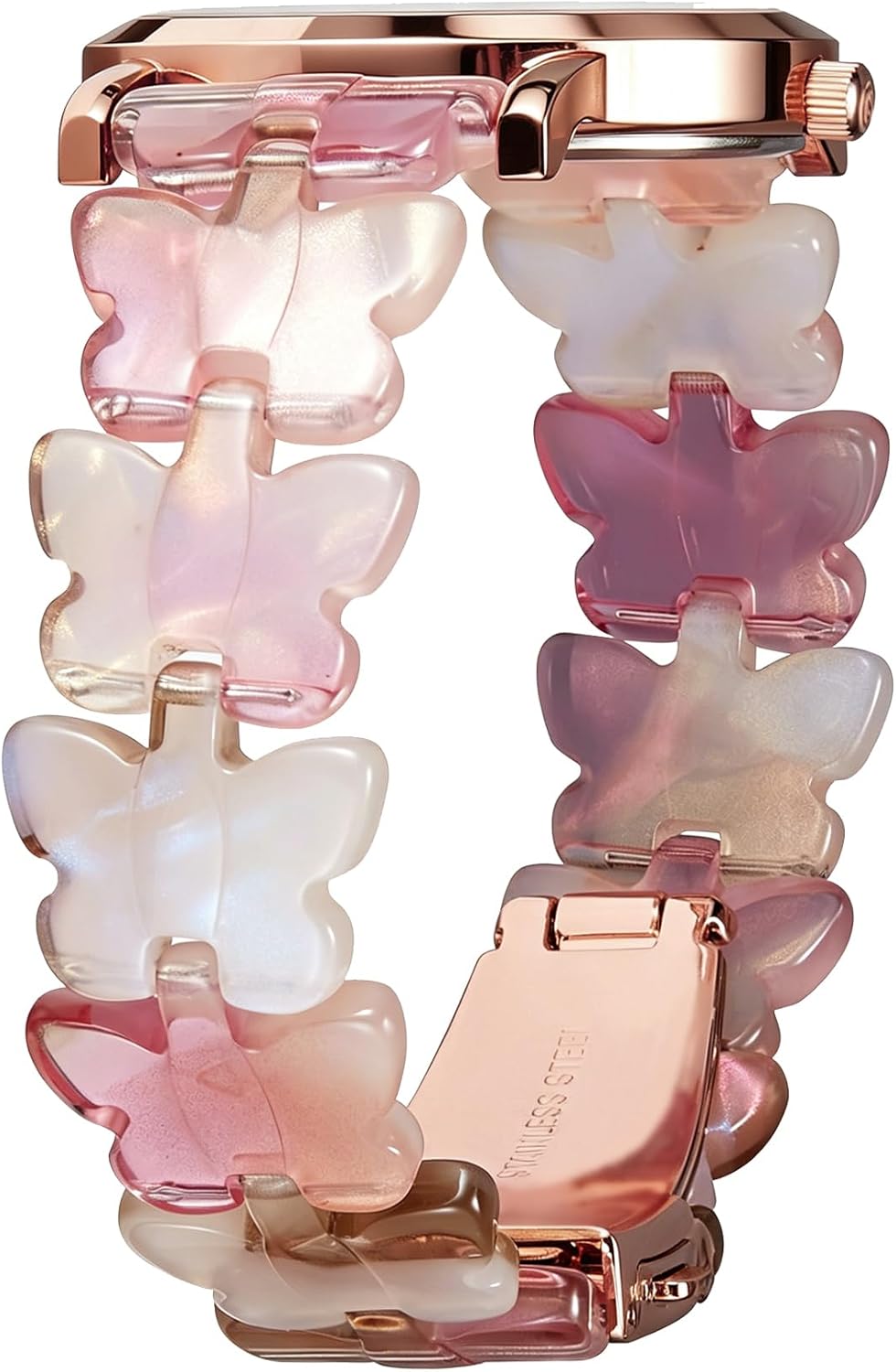 BINLUN Resin Watch Band Butterfly Design 12mm 14mm 16mm 17mm 18mm 20mm 22mm Quick Release Lightweight Replacement Band Dressy Watch Bracelet for Smartwatch