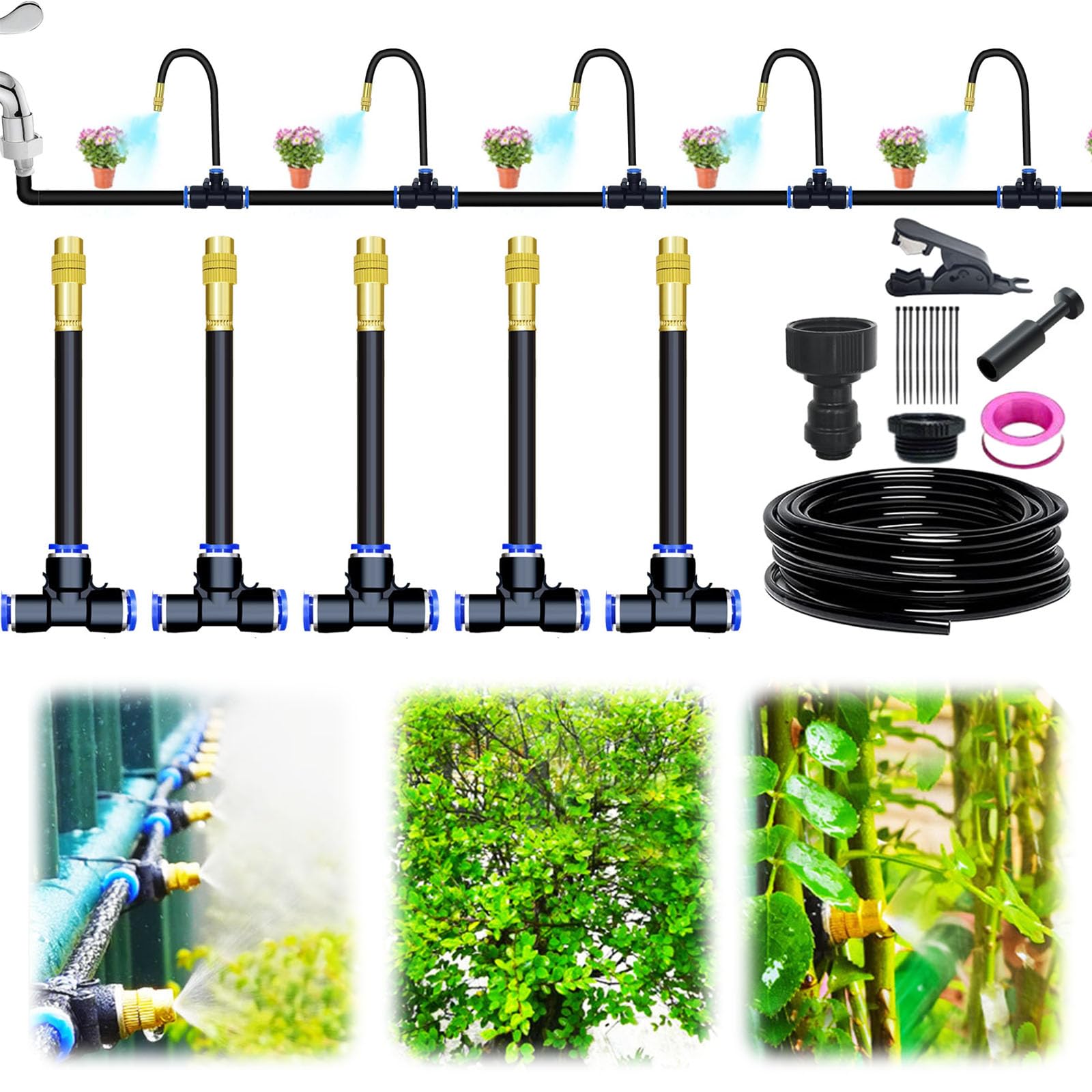 Automatic Drip Watering 360° Curved Garden Irrigation System - 65ft ...