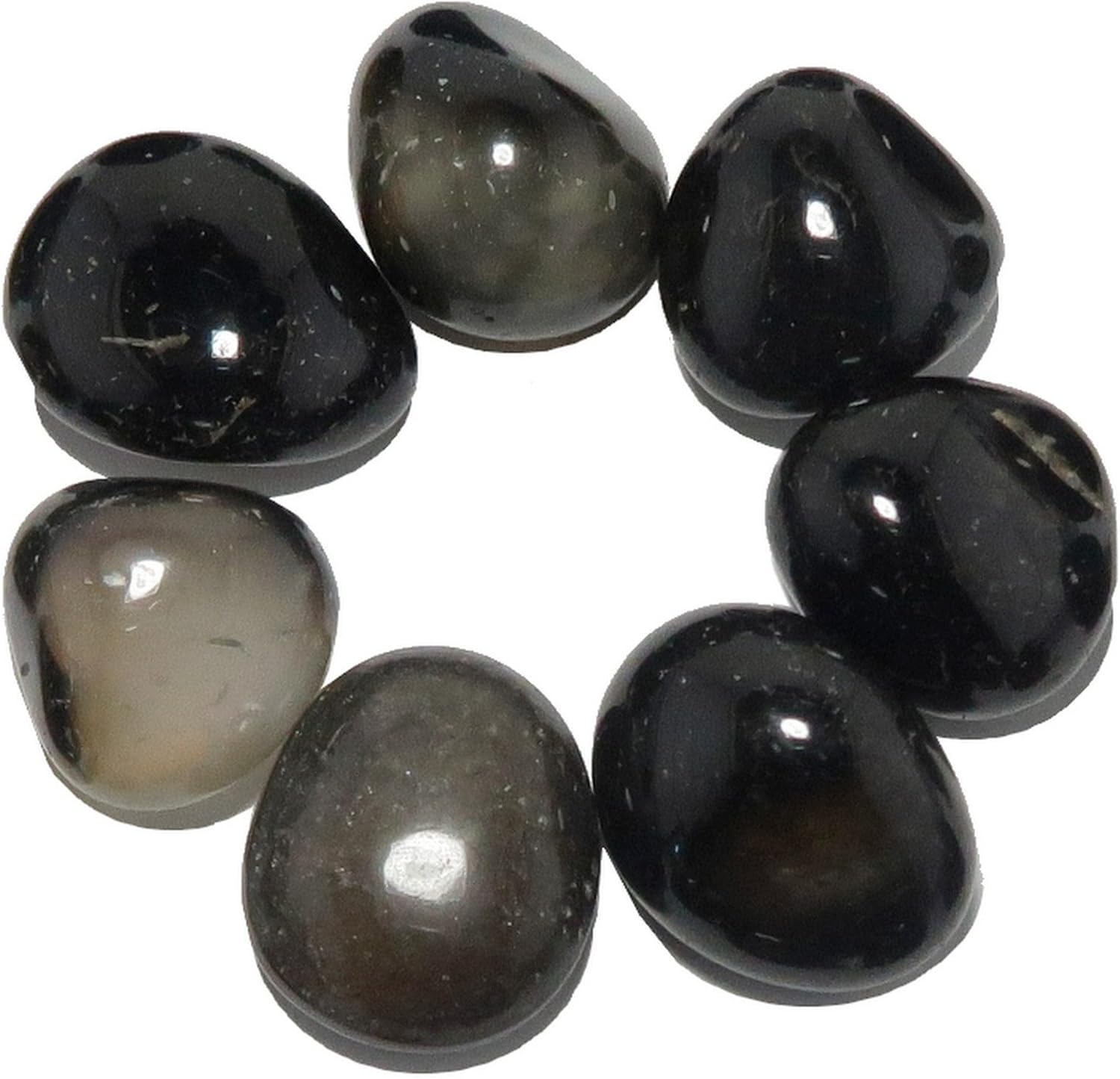 Satin Crystals Onyx Tumbled Stones Black White Protection