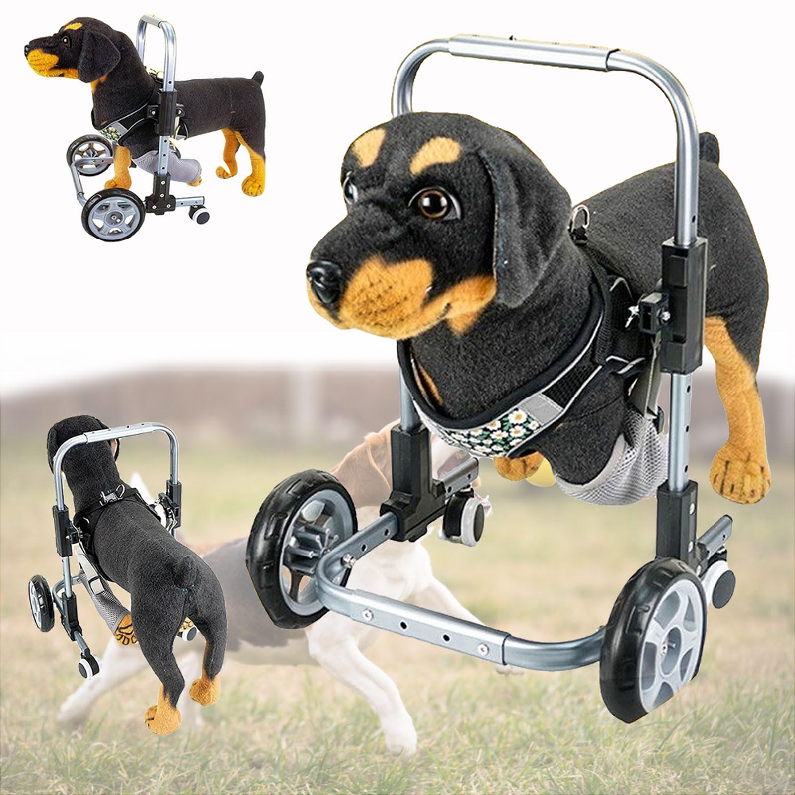 Fauteuil Roulant Pattes Avant L Gris à 4 Roues pour Rééducation du Chien