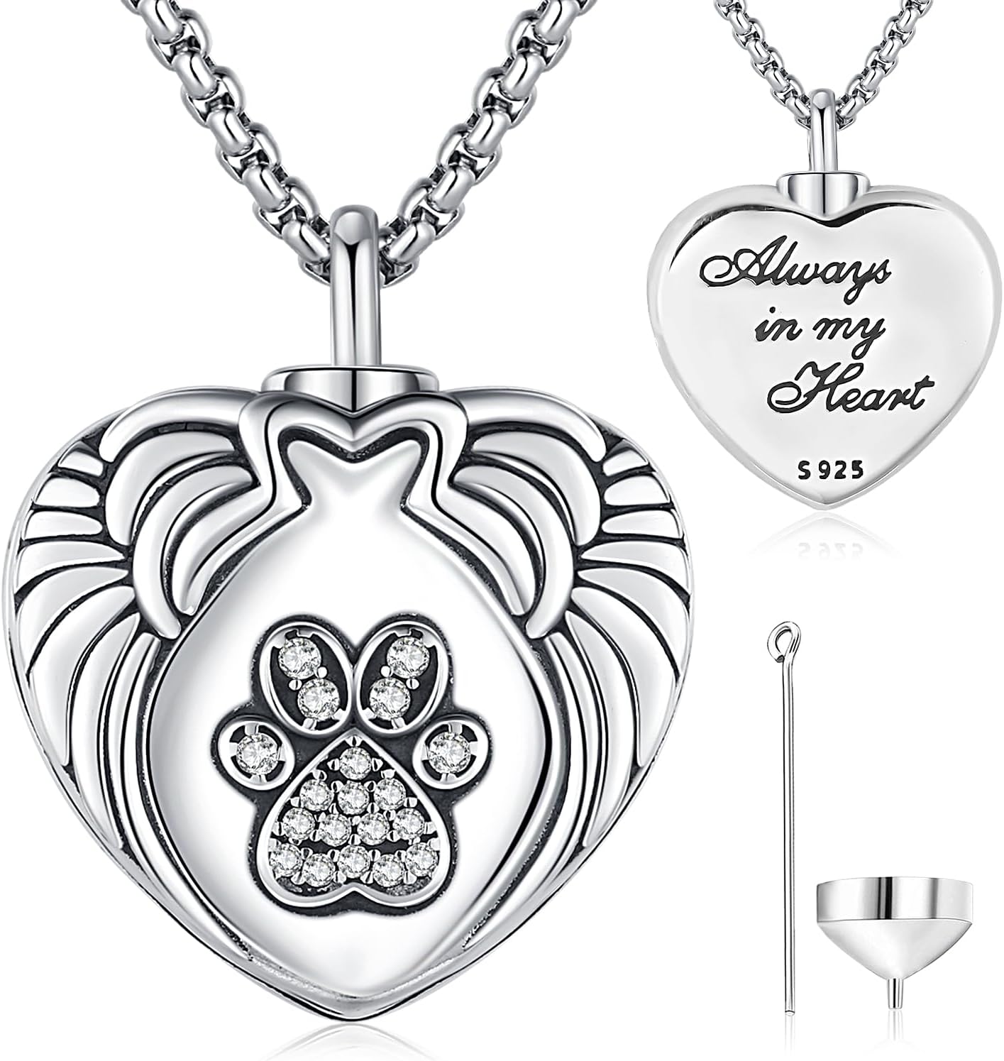 Cremation Jewelry for Ashes S925 Sterling Silver Urn Necklace Memorial Necklace for Human Ashes of Loved Ones Keepsake Pendant for Men Women