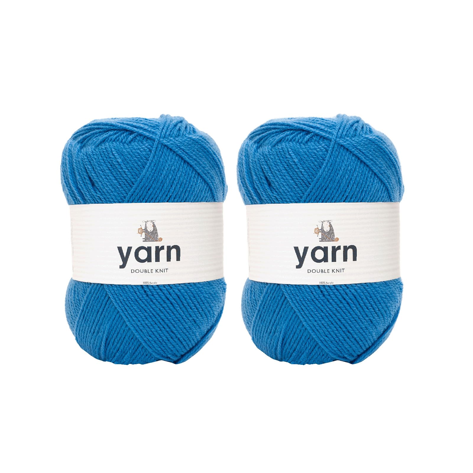Korbond Yarn Blue - 2 x 100g Acrylic Wool - Lightweight, Hypoallergenic & Durable Double Knit Crochet Yarn Knitting Wool