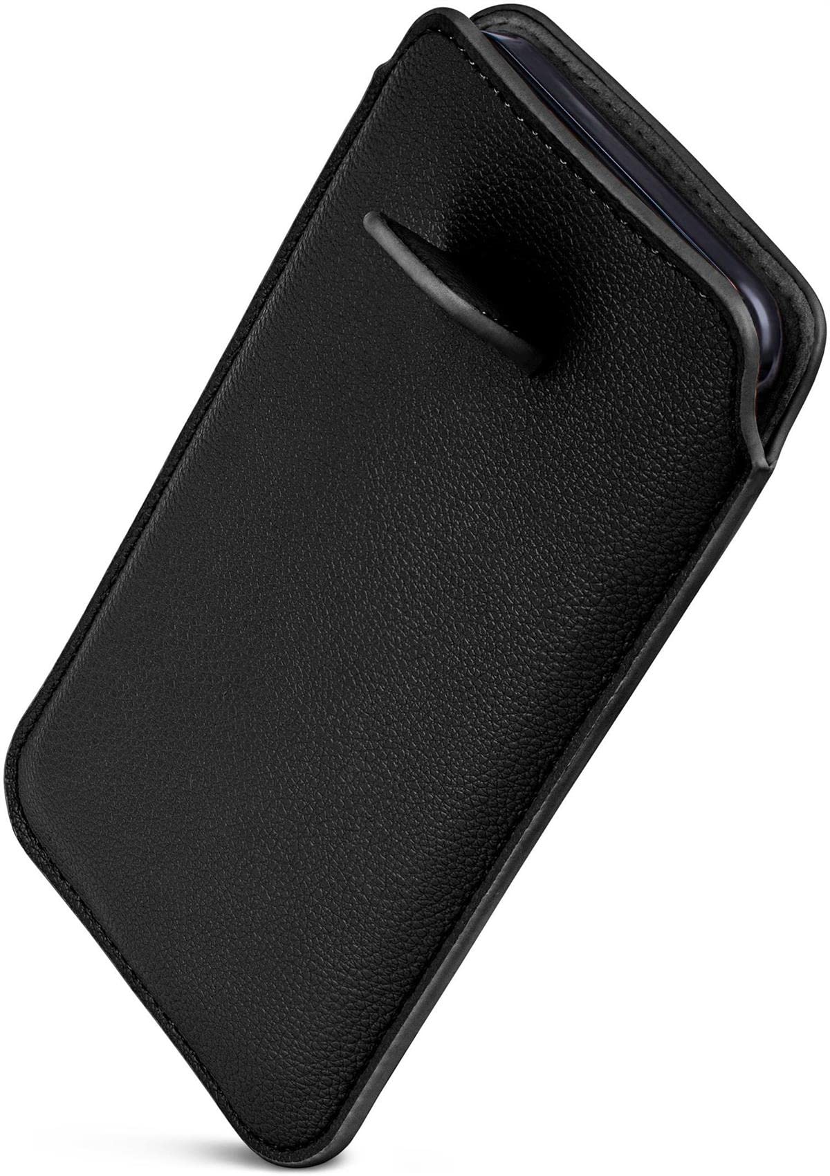 ONEFLOW Slim Pull Up Case Compatible with BlackBerry Motion | Premium Microfibre Lining + Heavy Duty Pull Tab - Black