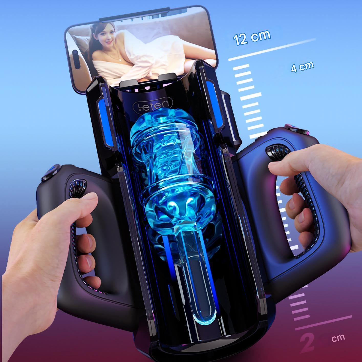 Masturbieren für Männer - Elektrischer Masturbator mit 10 Teleskopfunktion & 2 Ärmel & Doppelgriffe & Telefonhalter Leten King Pro Realistische Masturbatoren Taschenmuschi Sex Spielzeug für die Männer