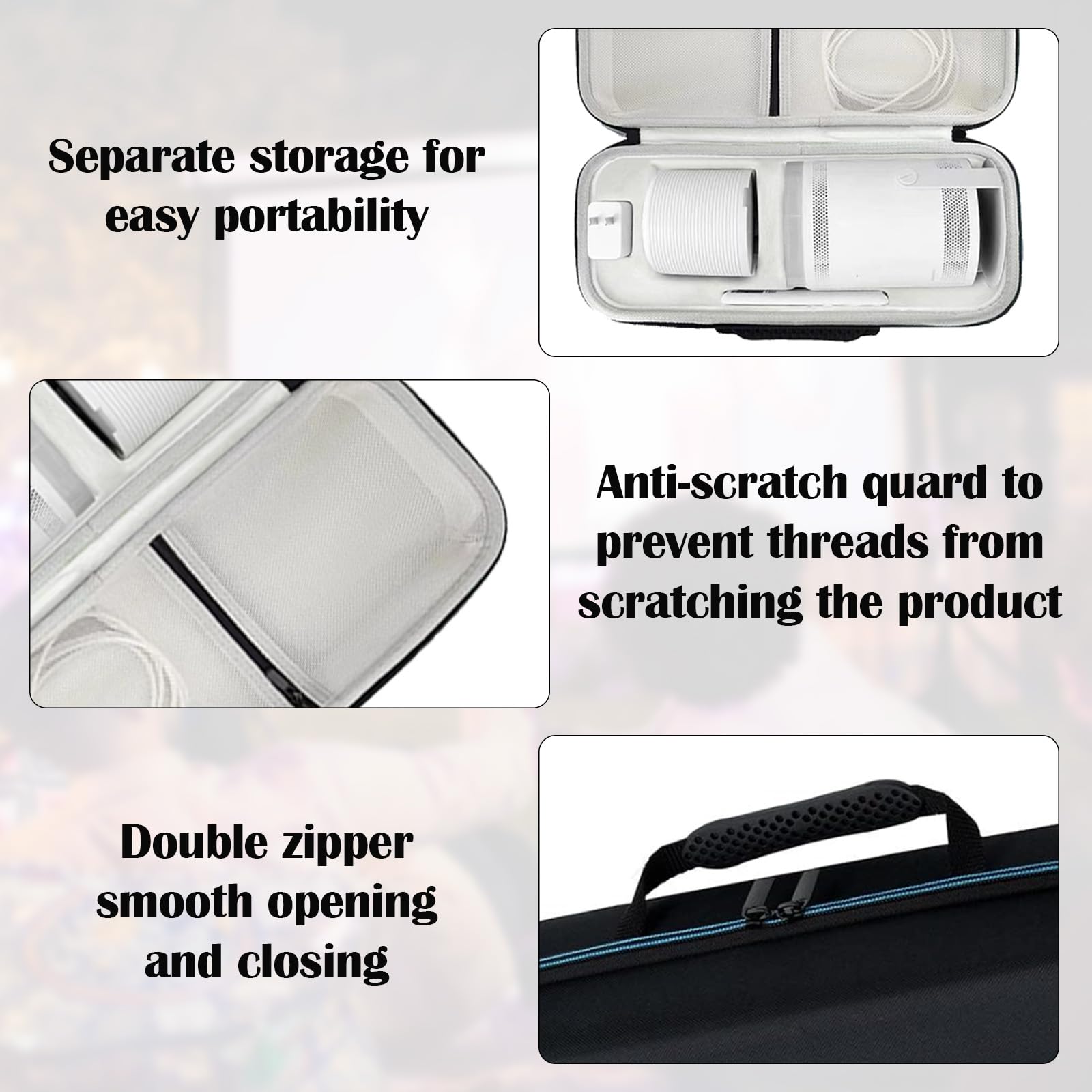 Custodia Per Trasporto Del Proiettore, Custodia Protettiva Per Samsung Proiettore Freestyle E Base Della Batteria Scatola Protettiva Rigida In Eva Nera 37,5x15,5x12 CM