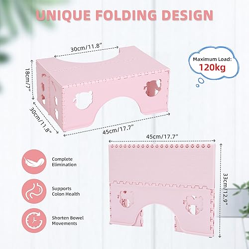 Miniatura 11 de Taburete de inodoro plegable, taburete de baño saludable de 7 pulgadas con pies antideslizantes, un buen ayudante para aliviar eficazmente