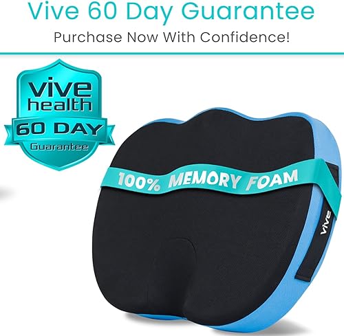 Miniatura 9 de Vive Cojín para aliviar el dolor de coxis  Almohada de asiento de espuma viscoelástica para sillas de ruedas  para ciática, coxis, dolor de espalda,