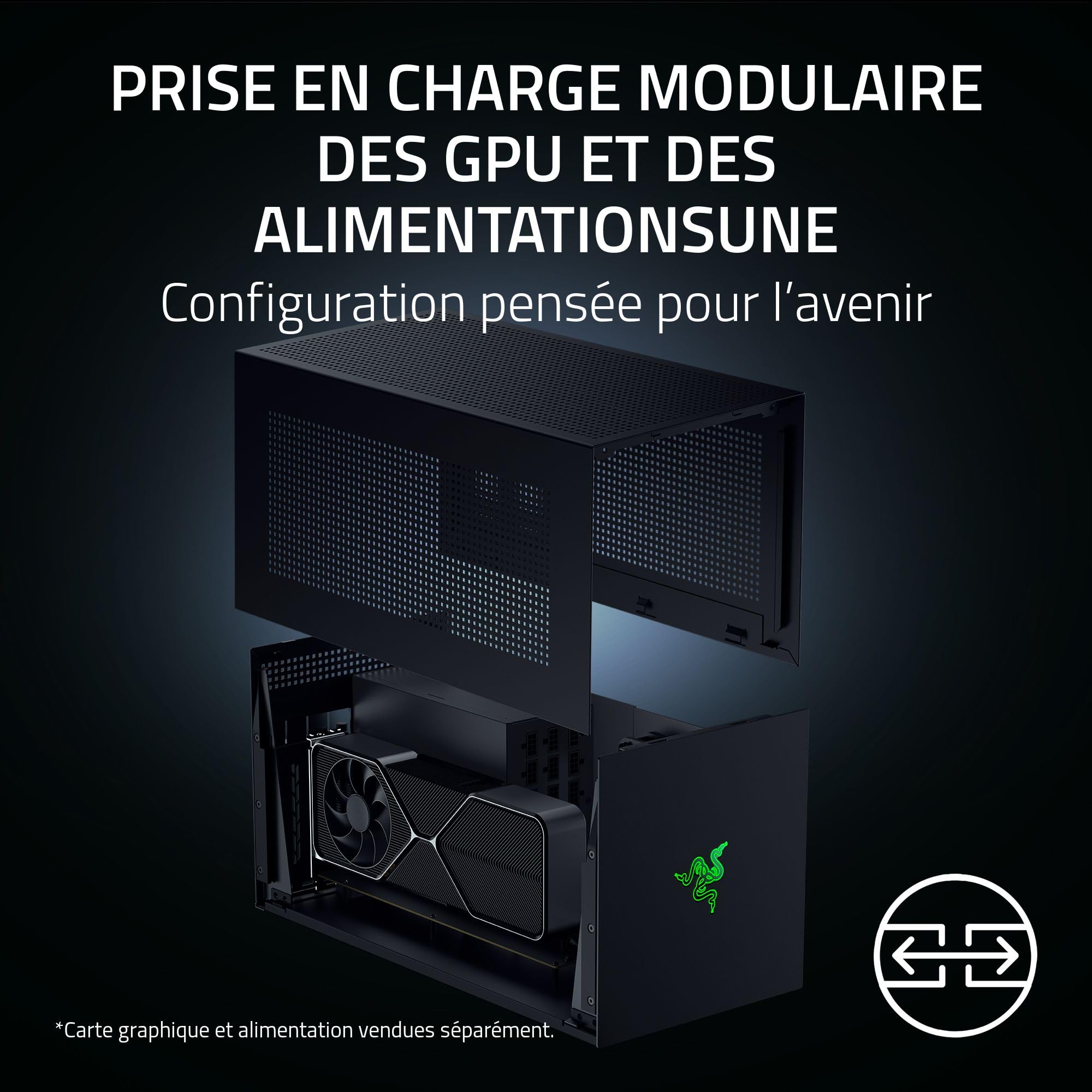 Razer Core X V2 - Boîtier Graphique Externe pour Ordinateurs Portables Thunderbolt - Thunderbolt 5 Nouvelle génération - Châssis en Acier ventilé - Supporte Cartes Graphiques PCIe | Noir