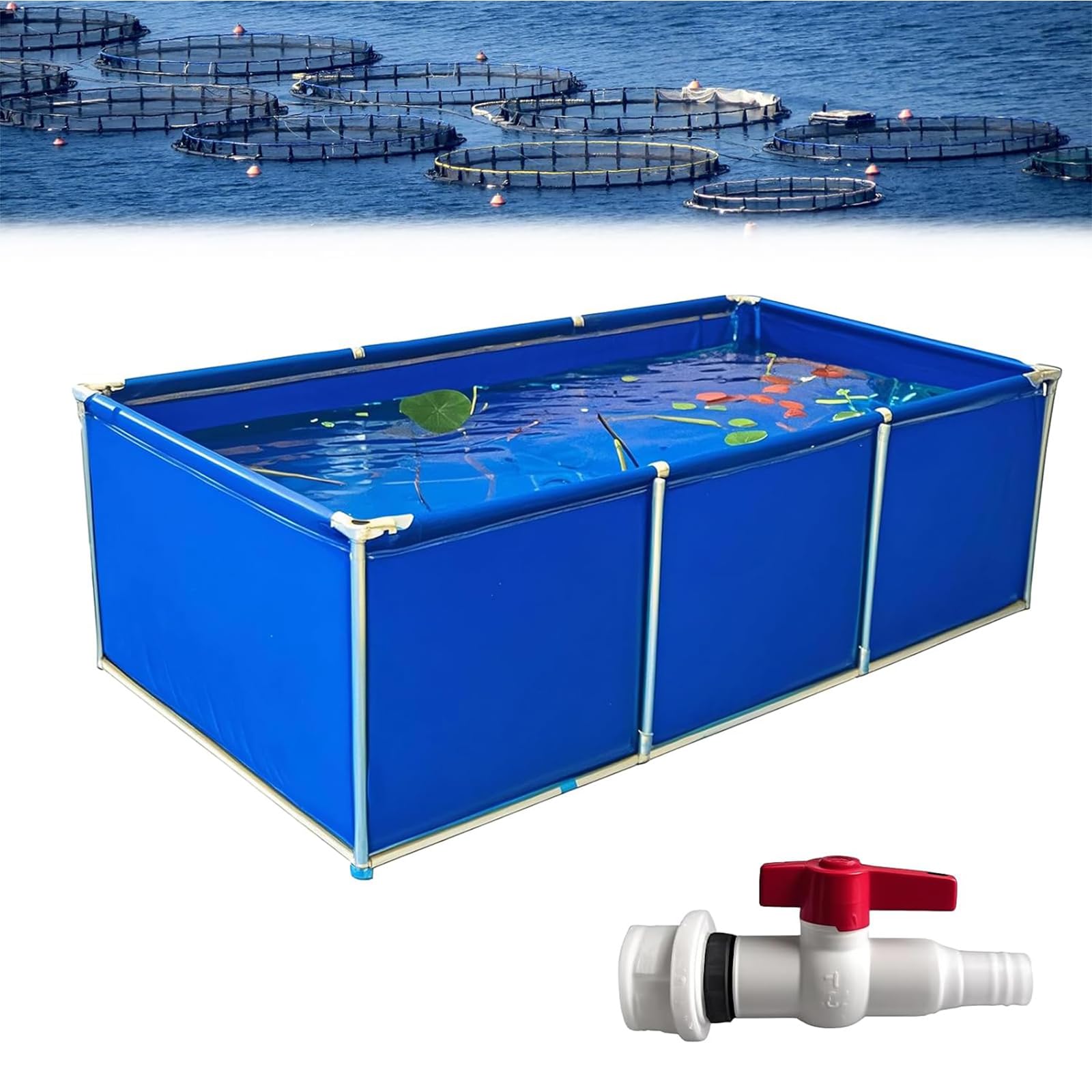 Bassin à poissons en toile PVC contre les fuites : aquarium portable 100x100x80cm étanche intérieur