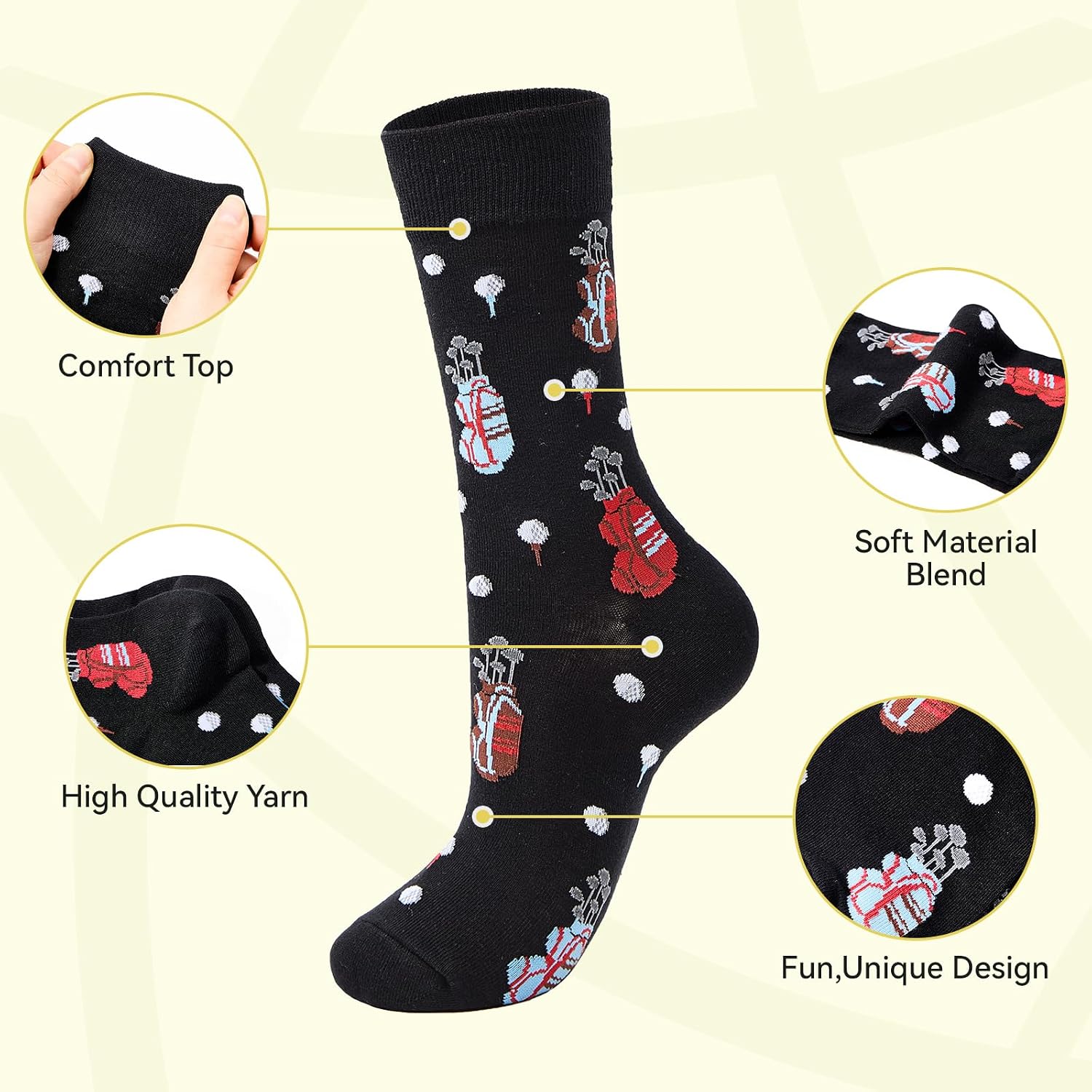 American Trends Golf Socks for Men Funny Sock Golf Gifts for Golfer Accessories for Men Novelty Socks image 5