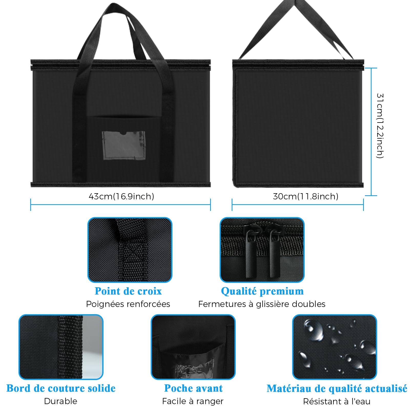 Beautyshow Sac Isotherme 40 L – Grand Sac Souple Courses, Pique-Nique, Livraison Repas, Camping, Barbecue, Famille