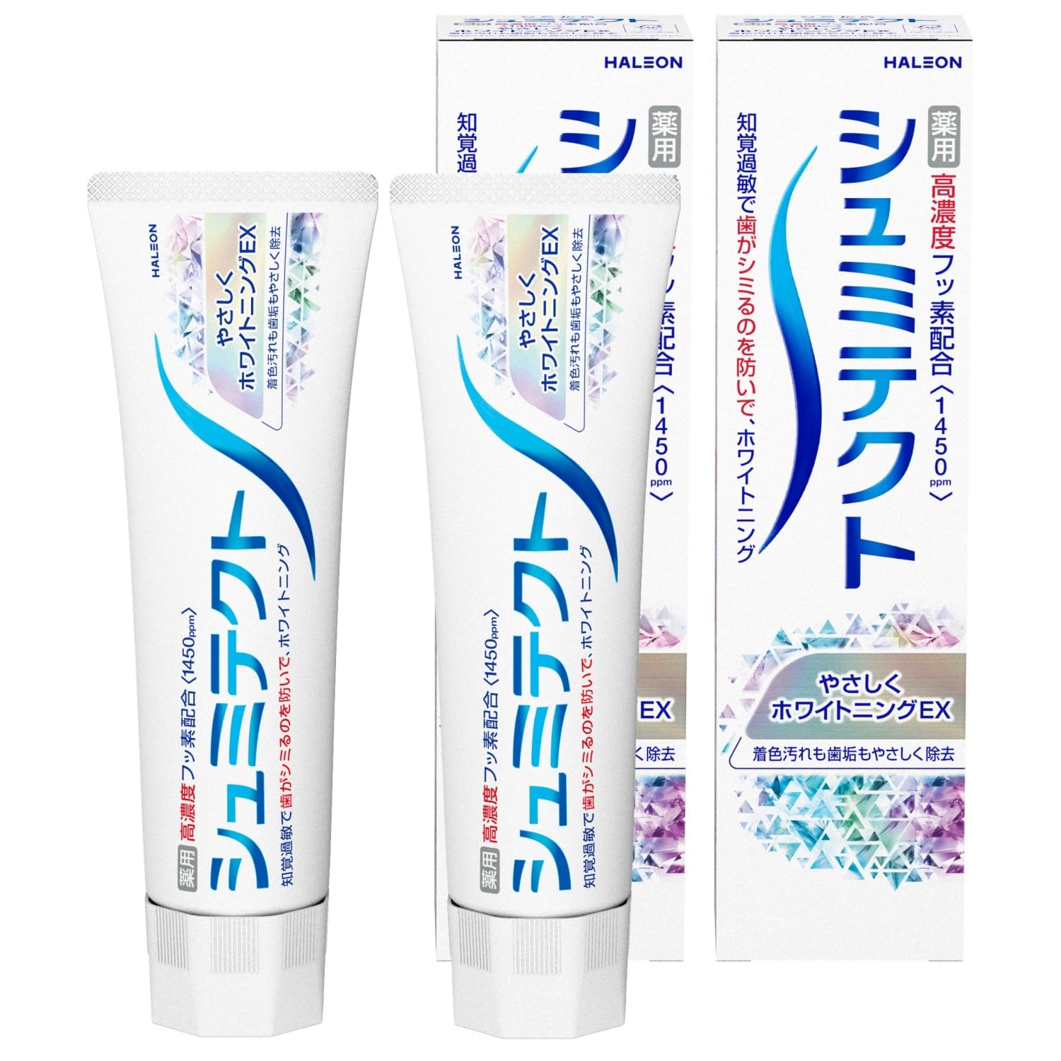 Shumitect Gentle Whitening EX Toothpaste, Quasi-Medicated, Whitening Toothpaste for Sensitive Teeth, Highly Concentrated Fluorine Formula (1,450 ppm), 2 Tubes