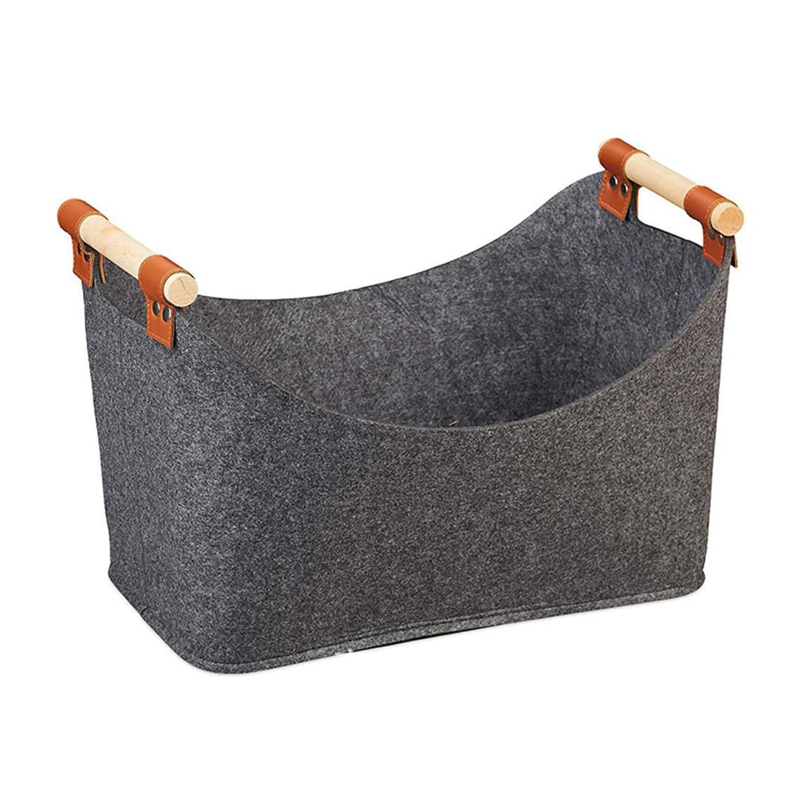 Msioytog Dark Gray Sturdy Felt Basket For Wood Storage Elegant Gray Felt Basket Efficient Firewood Storage Container For Home And Outdoors Shopper Bag