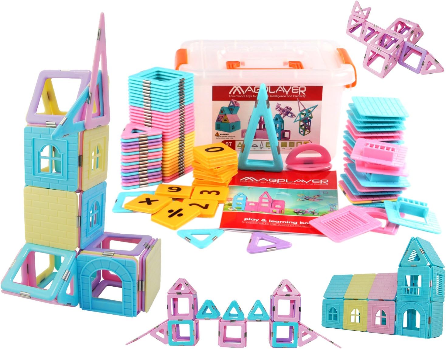 Magnetic Blocks Stainless Steel Series (2nd generation) Magnetic Building Blocks Set for Kids, Mag-Castle Set 97 PCS