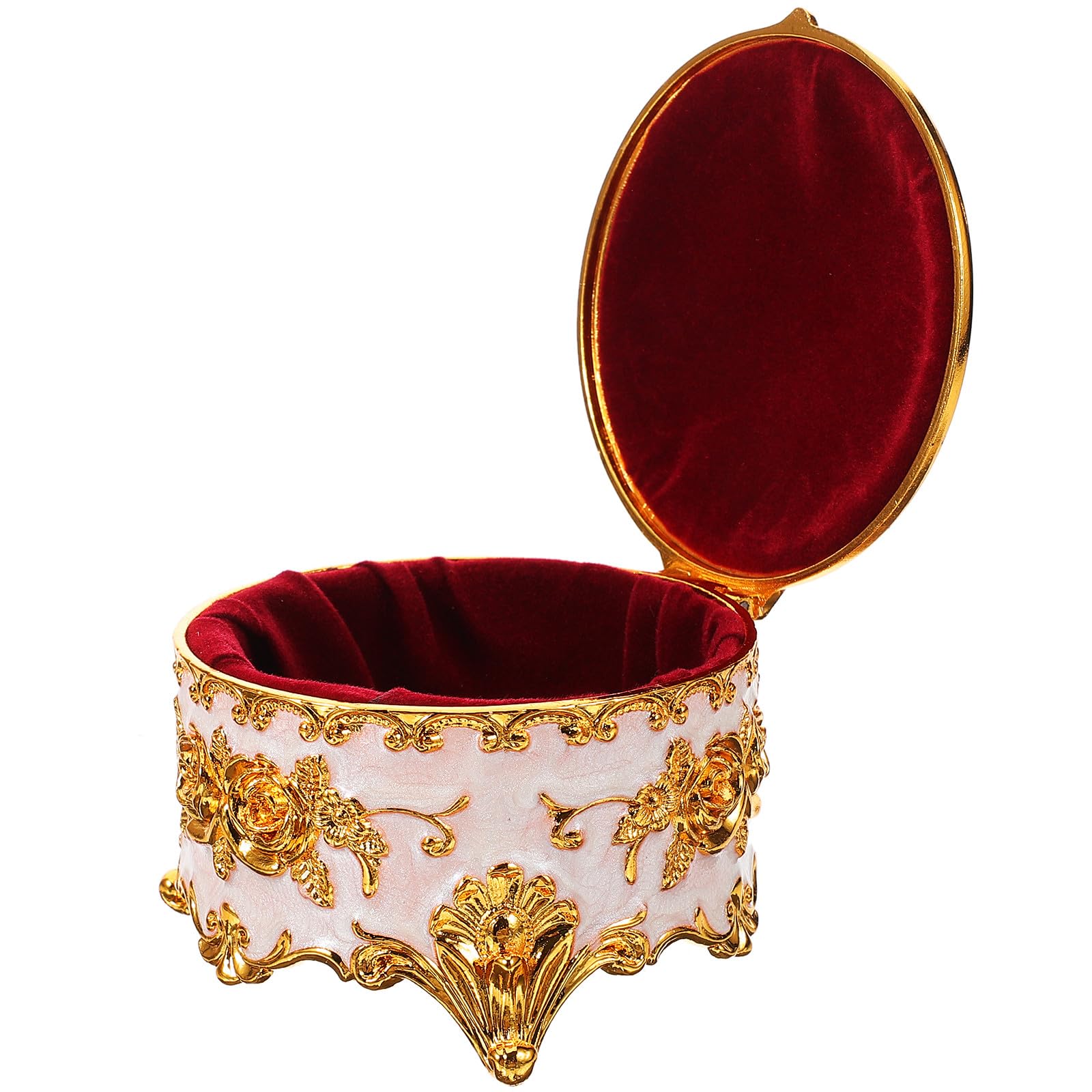jojofuny Schmuckkästchen mit Rostbeständigem Design Elegantes und Zinklegierung Rundes Multifunktionale Dekorativem Rosenmuster Schmuckaufbewahrung für Zuhause und Reisen