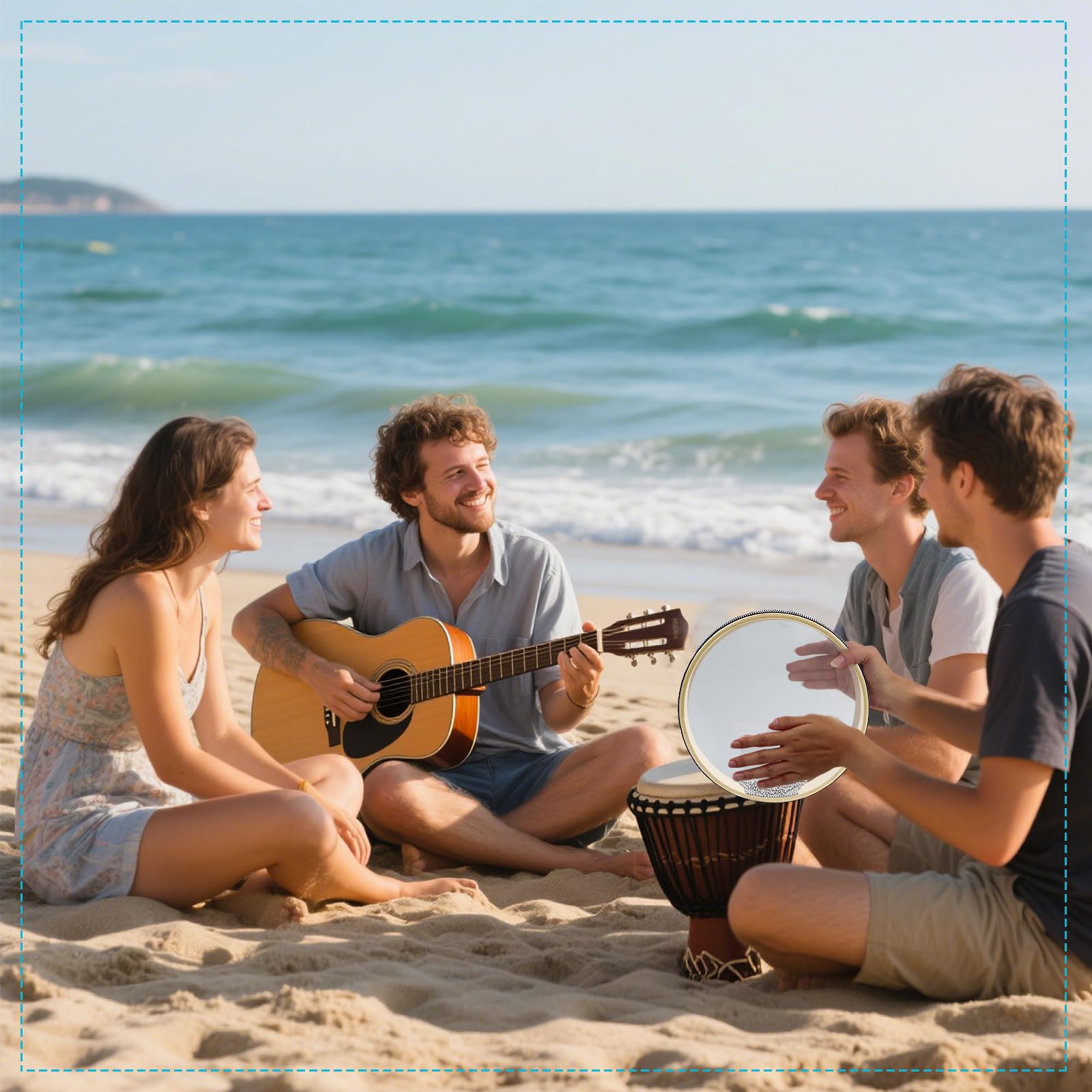 Wellentrommel 2 Stück, Ozeantromme, Trommel Ocean Drum mit Hartholzschale Stahlkugeln Musikinstrument Hand Percussion 10 Zoll, für Meditation & Entspan (10 zoll)