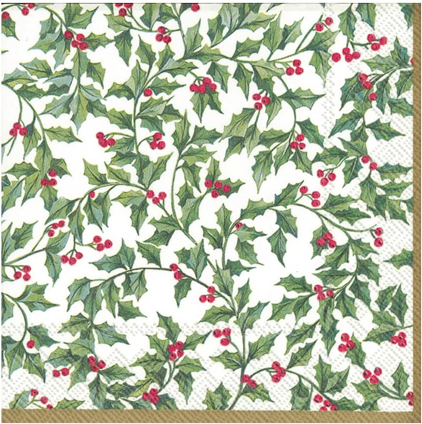 Abbott Collection89-CPN-DP-2390 Paper Napkins, 5"SQ, Green/Red