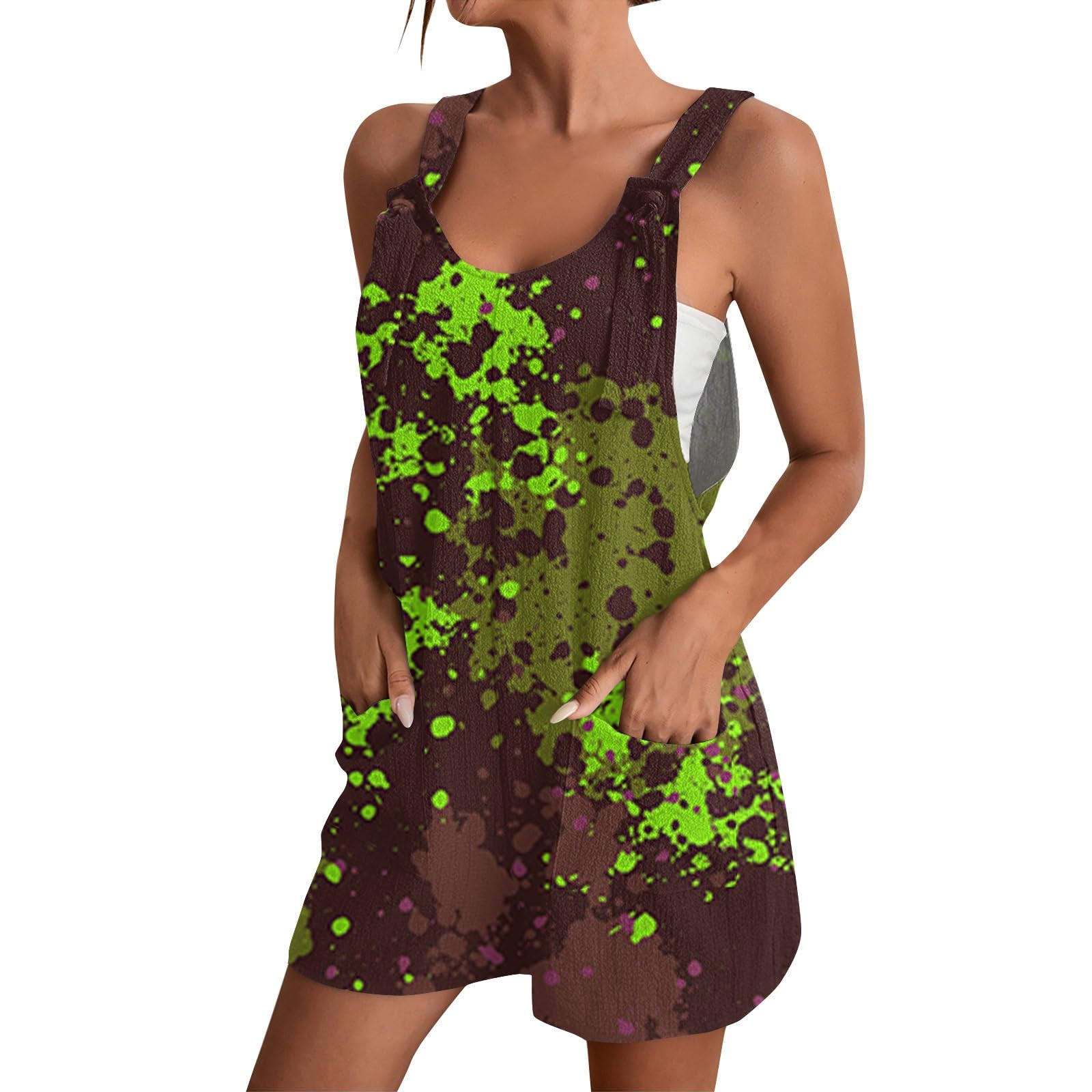 XYYYHTL Mono Mujer Verano Corto Sexy Sin Mangas Jumpsuit Mujeres Confort Mono Mujer elegante Fascinante Holgado Monos de Vestir Mujer Monos Mujer Verano 2024