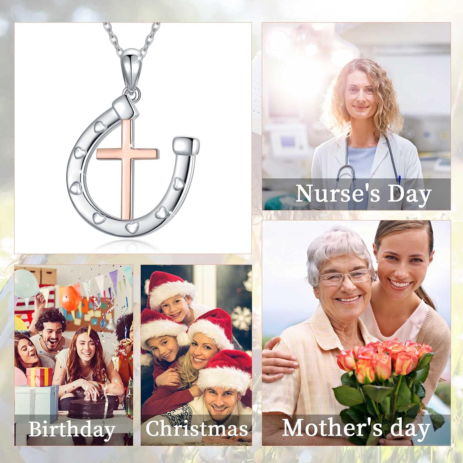 MEDWISE Faith Cross Sterling Silver Horseshoe Pendant Necklace - Silver/Gold for Women Horse Lovers - Image 7