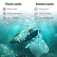 Vista 6 de Hisopos de algodón de bambú, 400 unidades, puntas redondas de hisopo de algodón orgánico, capullos de algodón de madera natural para orejas