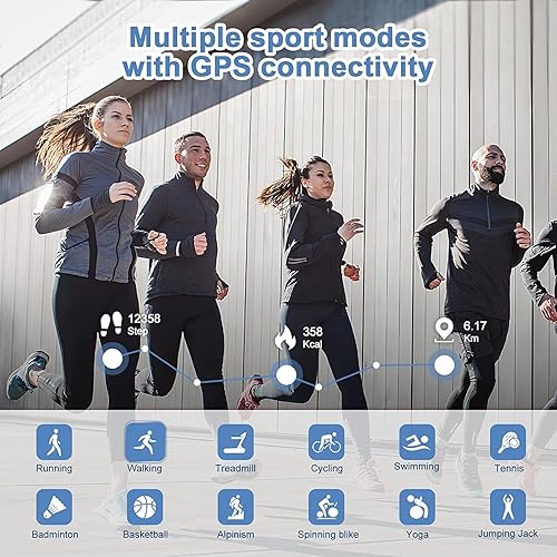 Miniatura 5 de Blackview Reloj inteligente, reloj de fitness con oxígeno en sangre, monitor de frecuencia cardíaca, sueño, rastreador de fitness con podómetro