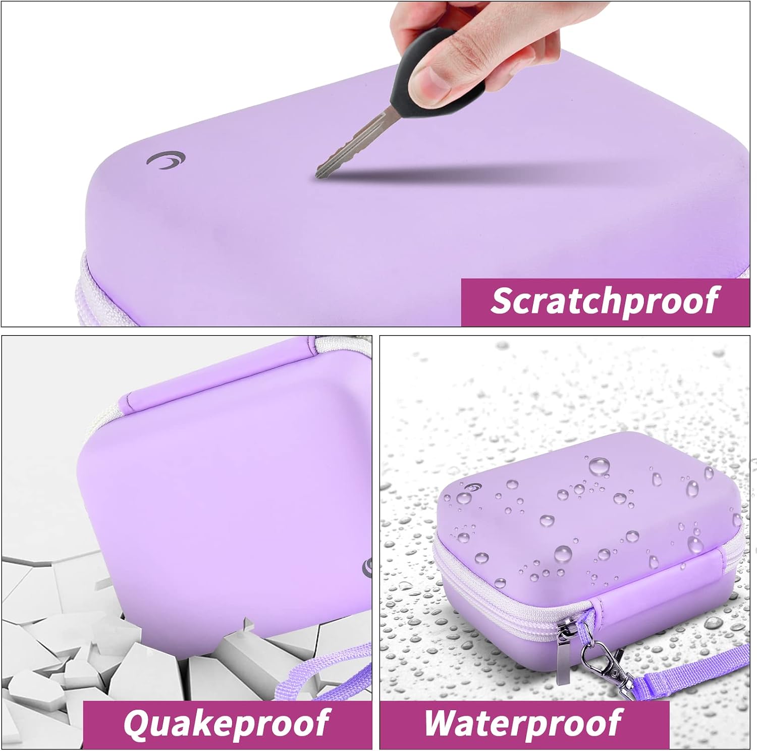 Carrying & Protective Case for Digital Camera, AbergBest 21 Mega Pixels 2.7" LCD Rechargeable HD/Kodak Pixpro/Canon PowerShot ELPH 180/190 / Sony DSCW800 / DSCW830 Cameras for Travel - Purple