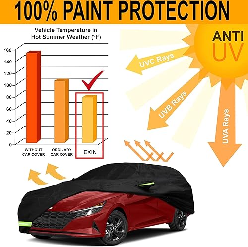 Miniatura 7 de YIXIN Funda impermeable para automóvil Hyundai Elantra 2006-2023, ajuste personalizado, correa 100% impermeable a prueba de viento y bandas de