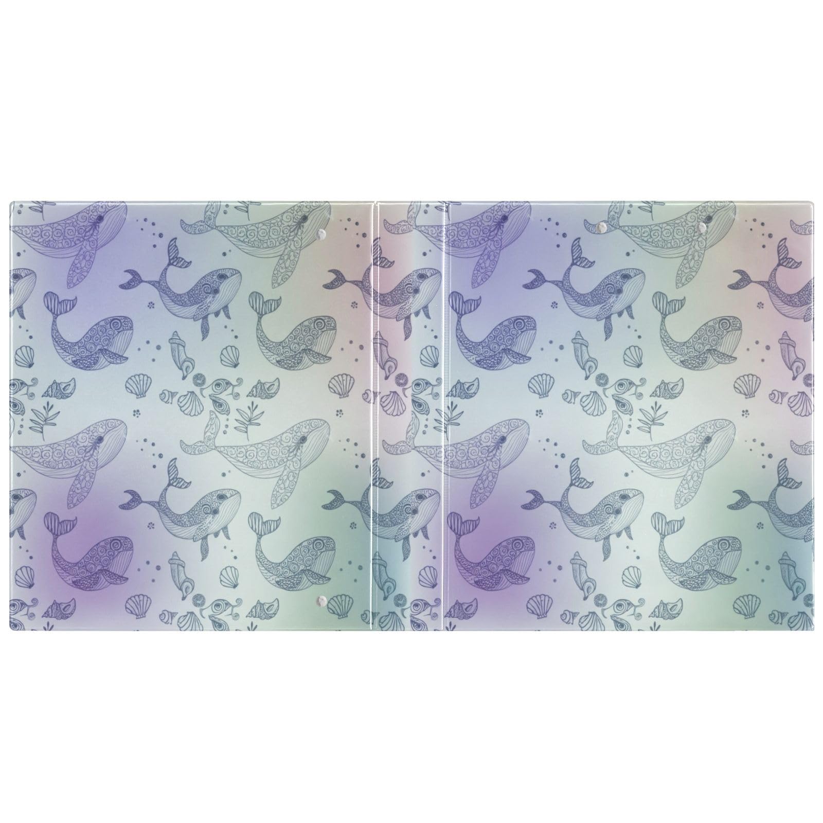 Cute Whales Pastell 3 Ring Binder 1.5 Inch, Flexible D Ring Binder with Pockets, 3 Ring Binders for School, College, Office (2 Pack)