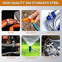Vista 6 de Abrazadera de manguera resistente, 14 unidades, tamaño #8, 5/8 a 1 pulgada, abrazaderas de manguera de accionamiento de engranaje helicoidal