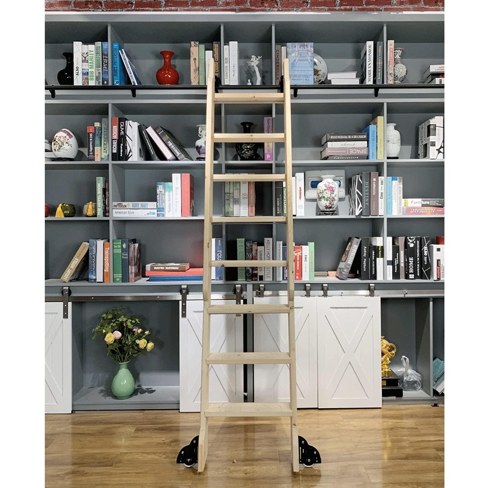 Wysuwana stalowa przesuwna biblioteka drabina biurowa zestaw szyn do drzwi przesuwnych