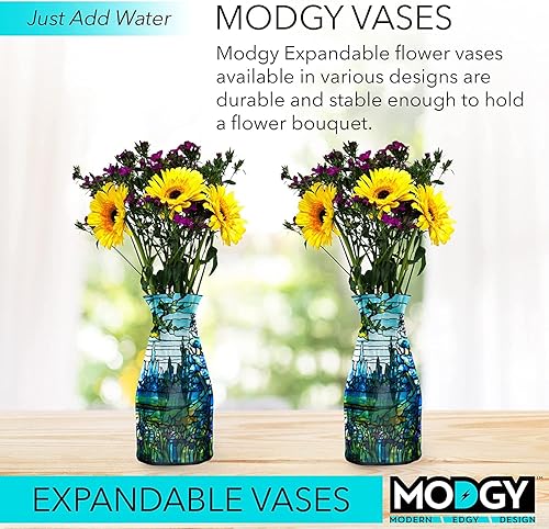 Miniatura 2 de MODGY Florero expandible, plástico decorativo moderno plegable impreso jarrones para centros de mesa para bodas, mesa de comedor, decoración del