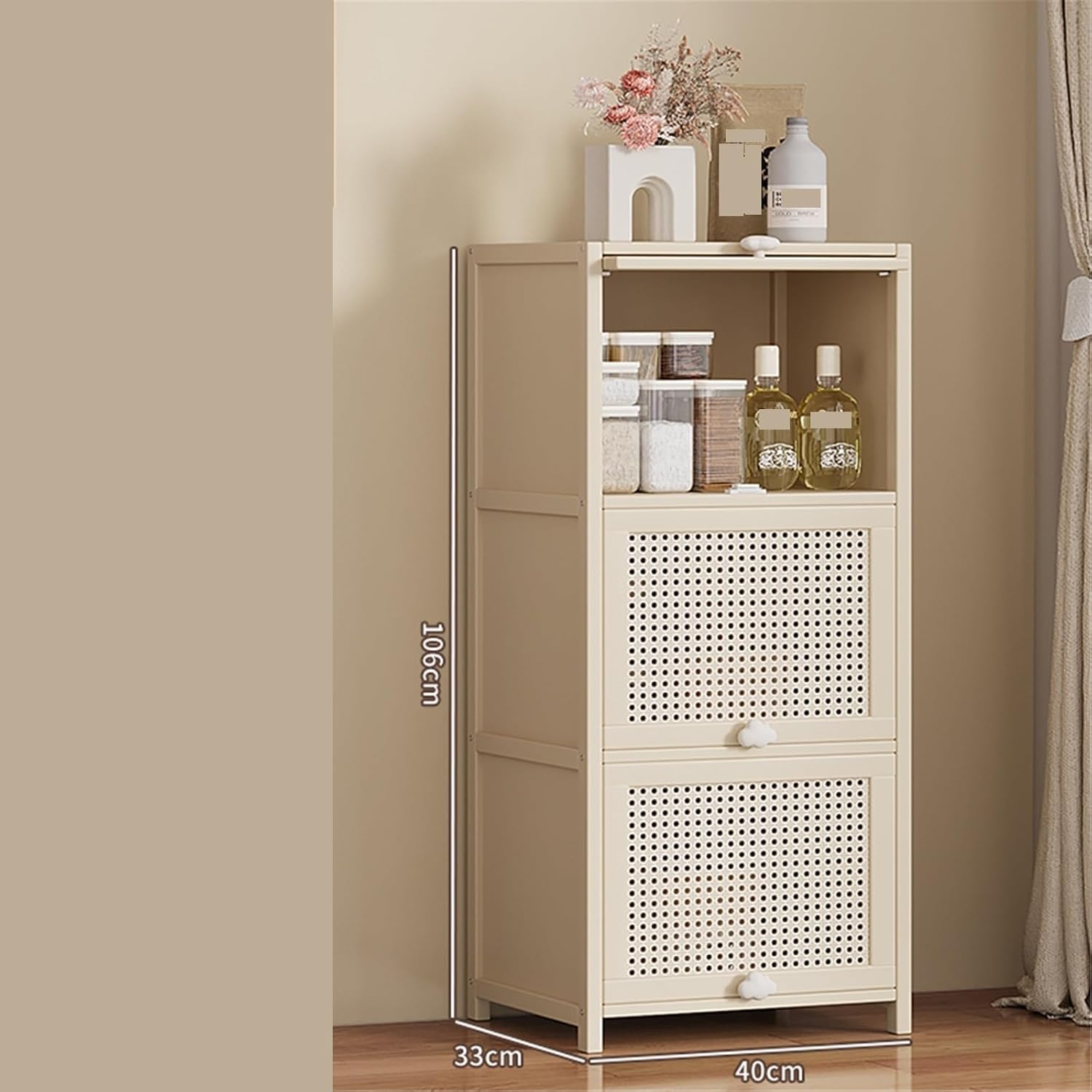 Buffet Cabinet Narrow-Sided Three-Tier Kitchen Sideboard with Storage Compartments for Coffee and Tea Kitchen Cabinet
