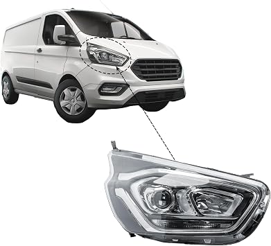 Replacement Driver Right Side O/S Headlight Head Lamp with Projector Electric Adjustment for Ford Transit Tourneo Custom 2020-2023