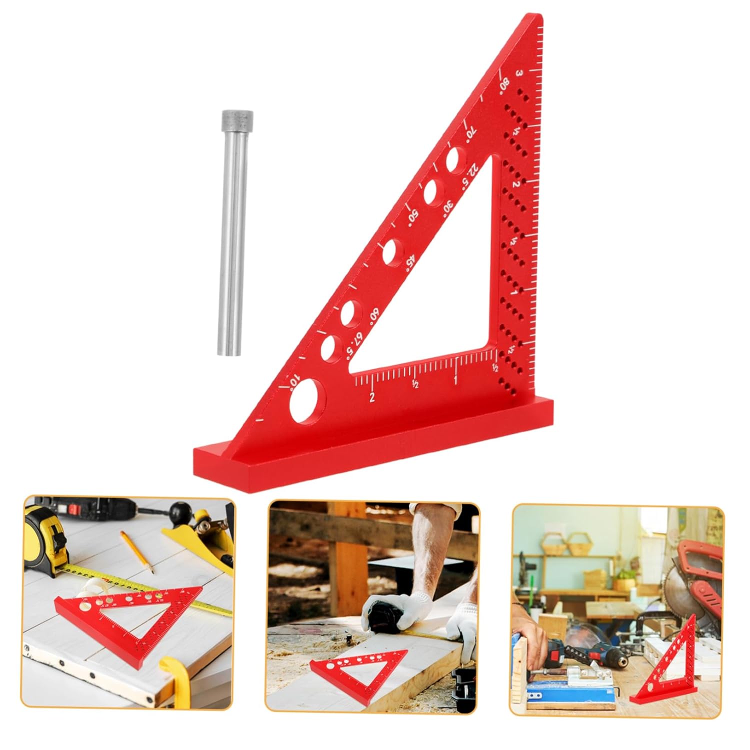 3pcs Woodworking Square Protractor Precision Triangle Rule Metal Ruler Professional Carpenter Tool Set