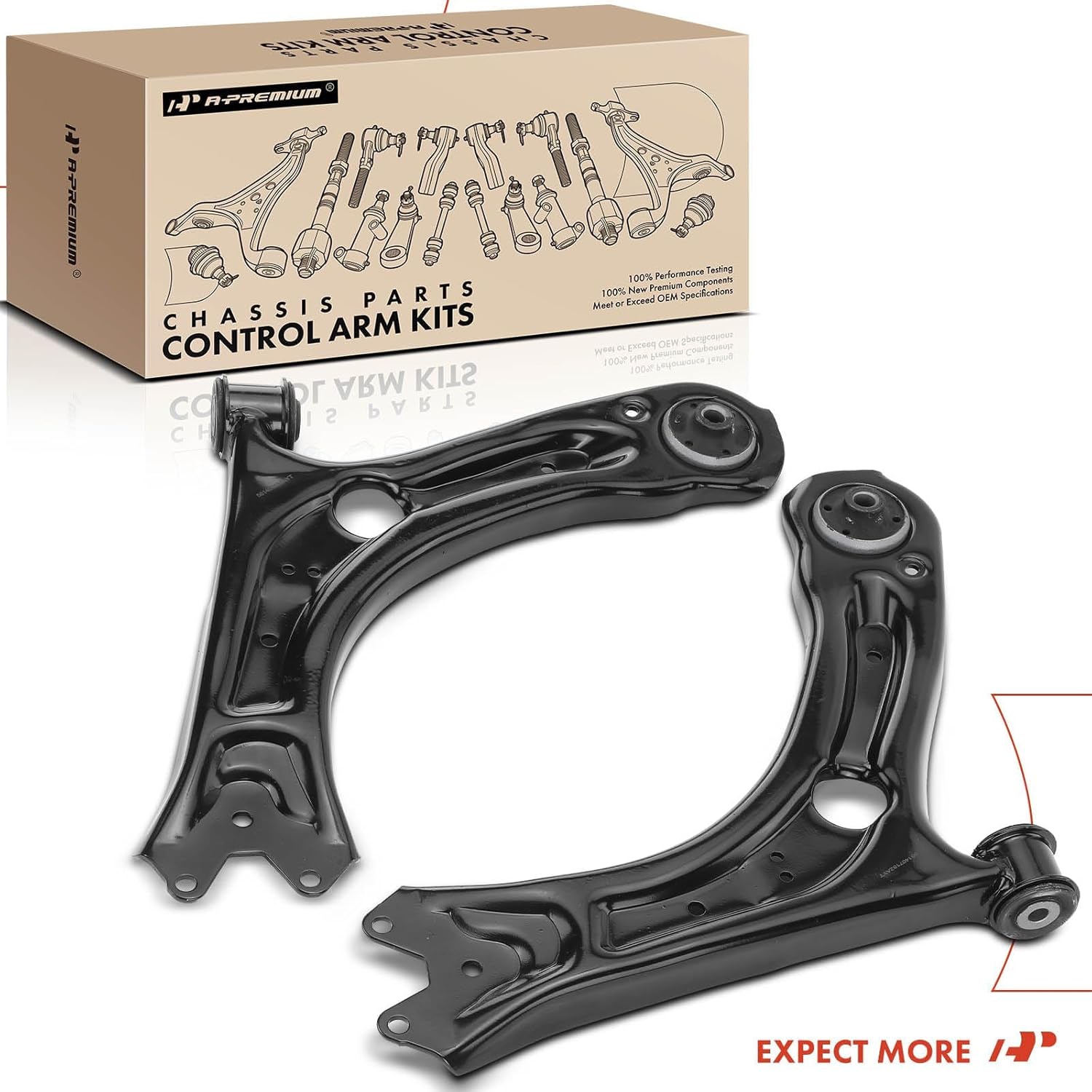 A-Premium 2 x Front Lower Control Arm, with Bushing, Compatible with Volkswagen Passat 2012-2021, Beetle 2012-2019