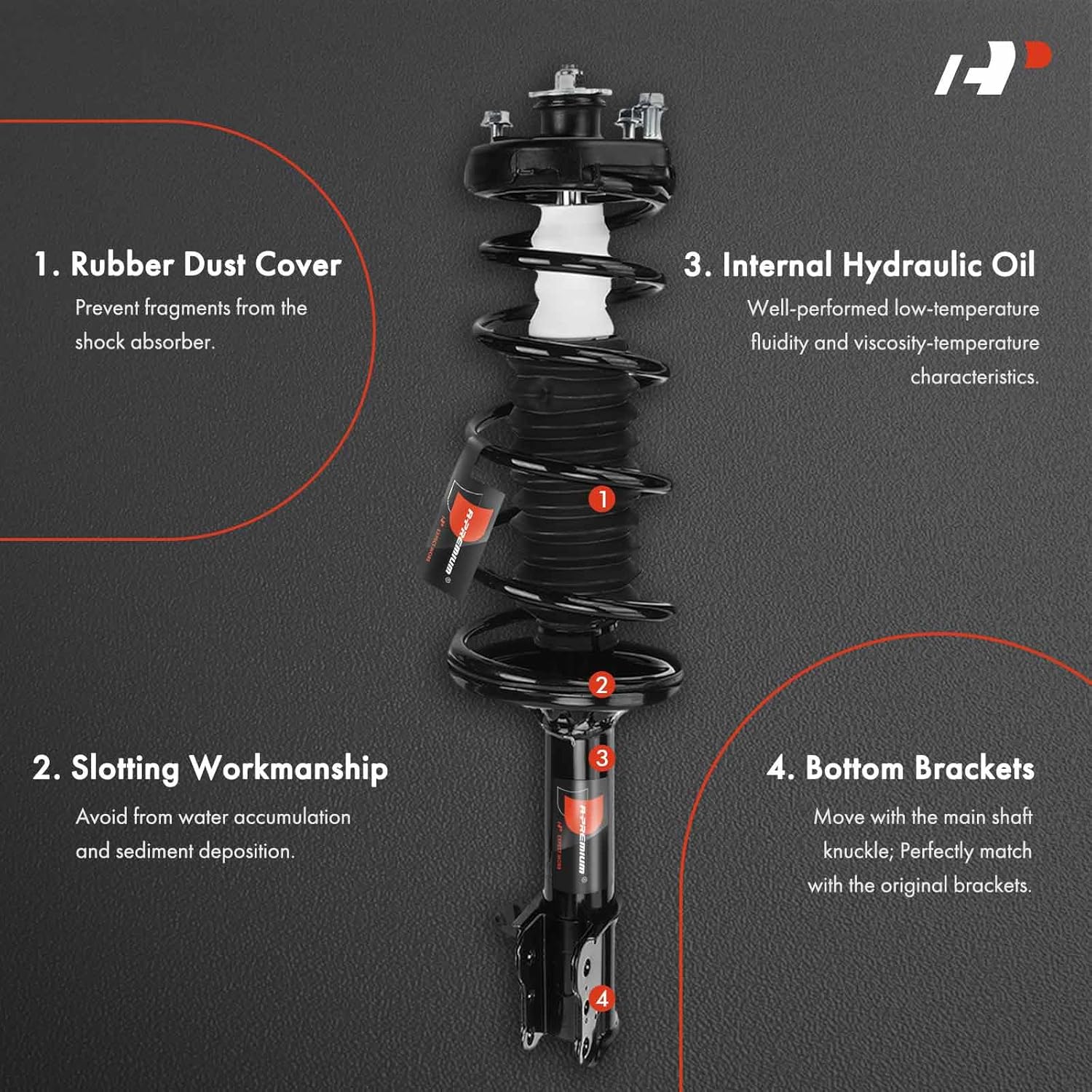 A-Premium Rear Struts Compatible with Mazda Protege 1999-2003, Exc. MP3 Model - 2x Replacement Suspension Complete Strut Assembly Shock with Coil Spring