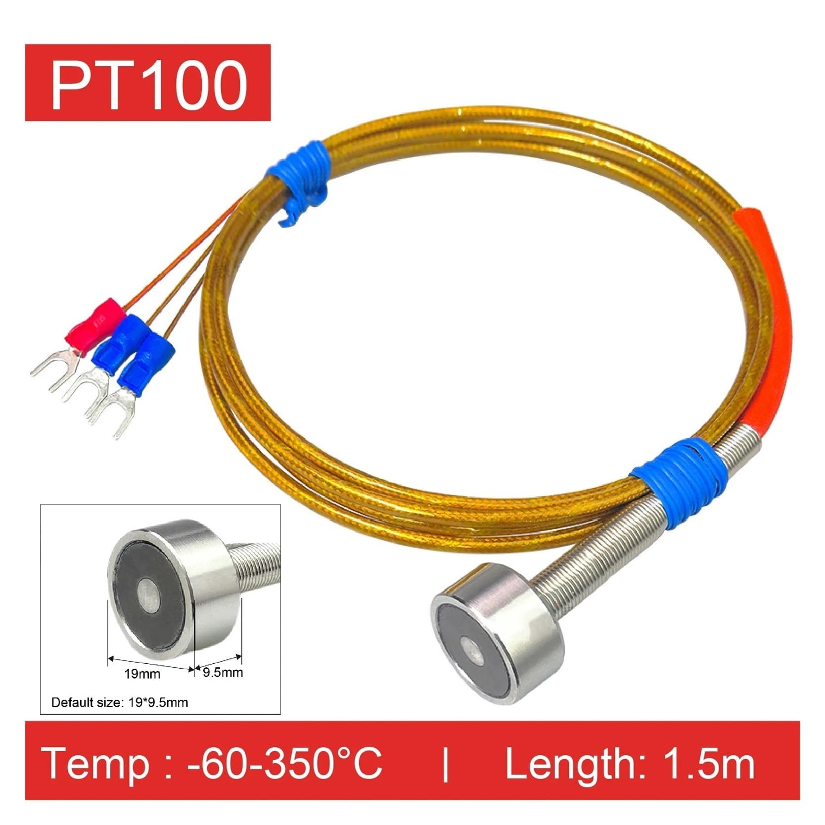 Sensor de termopar de superficie magnética tipo K/sonda de temperatura PT100(Pt100-1.5M -60-350)