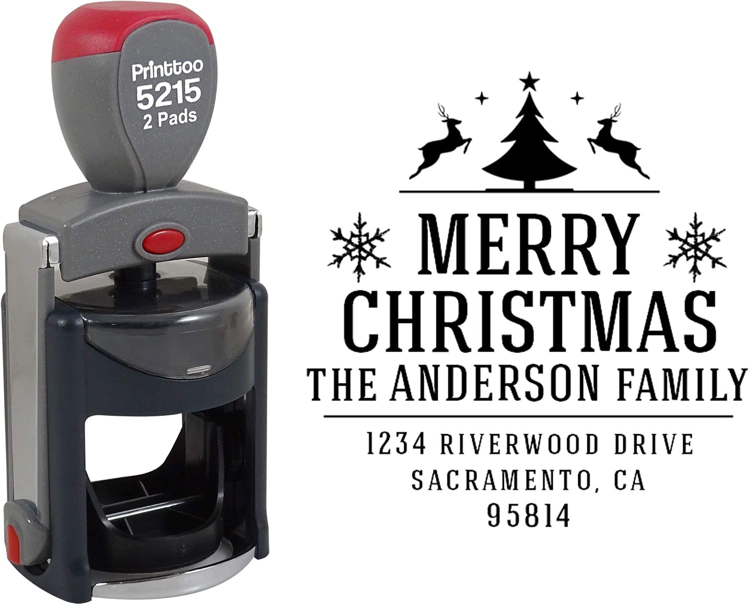 Printtoo Roound Personalized Black Self Inking Christmas Stamp Custom Custom Rubber Stamper-45 mm