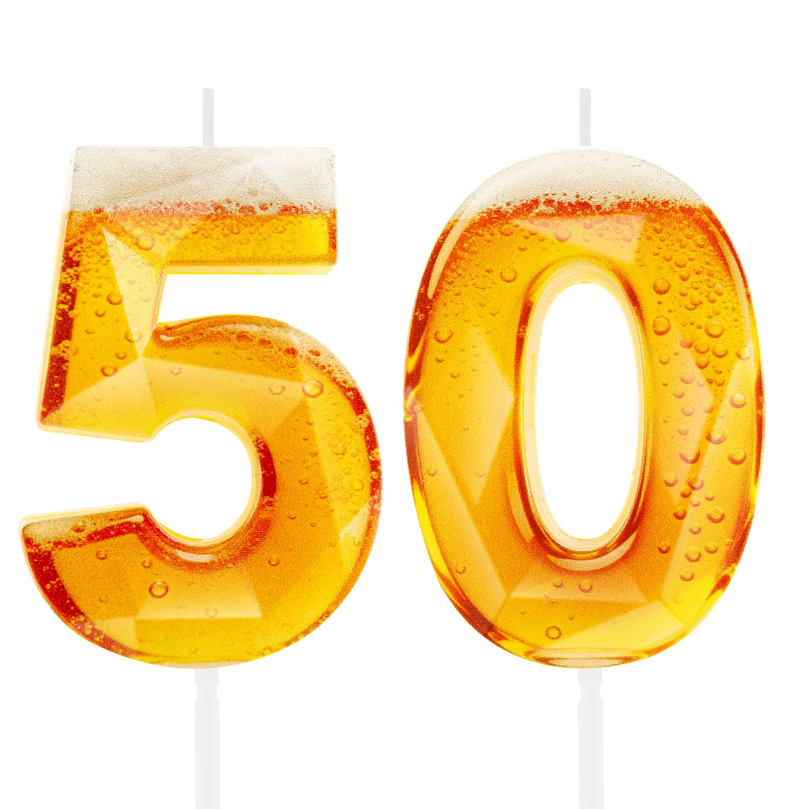 Funny Beer Themed Birthday Candles for Men, 50th Birthday Cake Topper Decorations for Beer Lovers, Novelty Design Party Supplies for 50 Year Old Dad Husband Grandpa