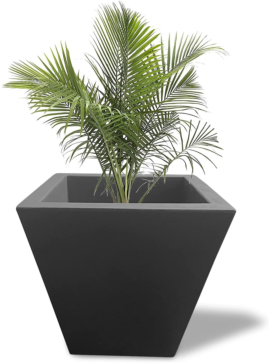 Elly Décor 12-inch Square Plastic Planter with Drainage Hole, Plant Pot, Lightweight & Durable, Flower Garden Pot, Square Conic Plastic Planter 12â€_x009d_x 11â€_x009d_ Gray