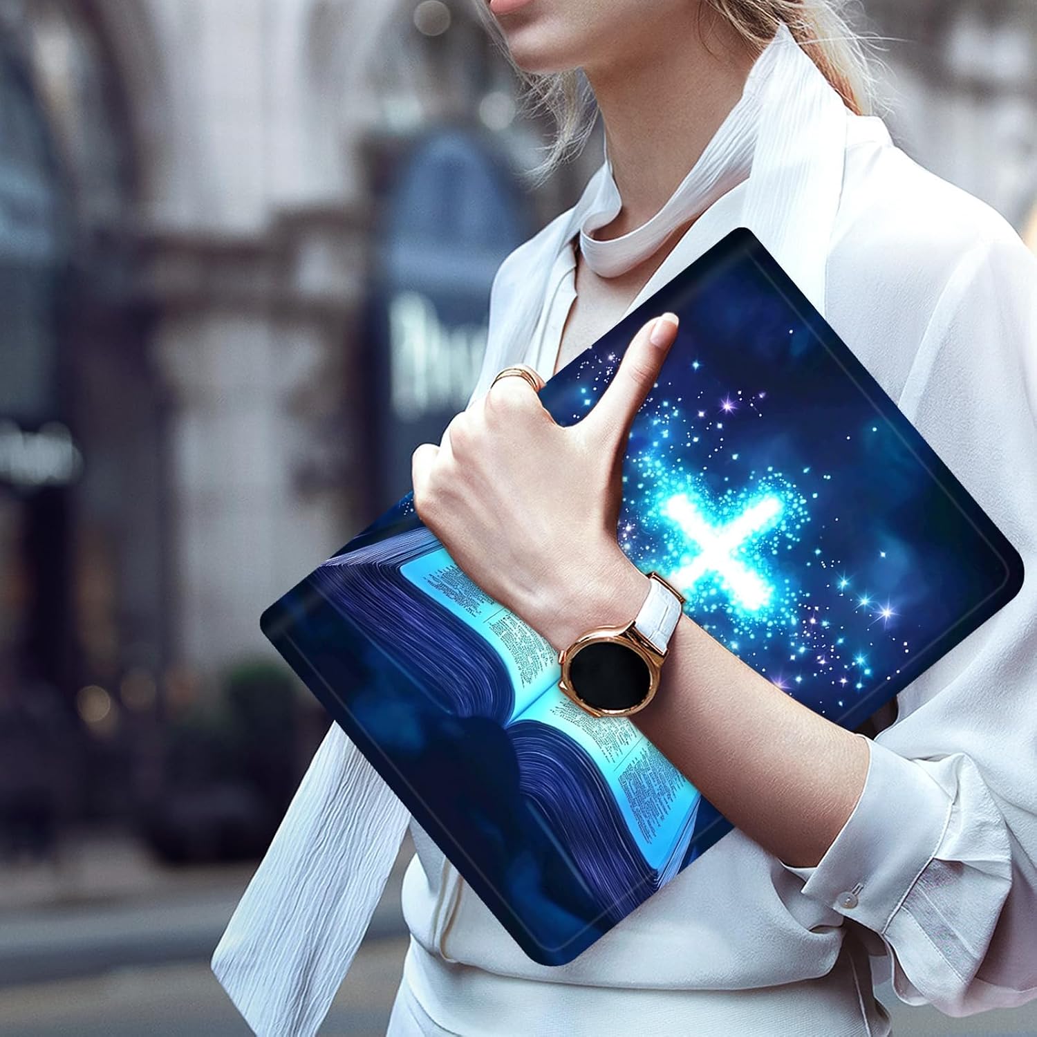 for iPad 9th/8th/7th Generation 10.2 Inch Case 2021/2020/2019 PU Leather Slim Folio Lightweight Multiple Viewing Angles Smart Cover with Auto Wake/Sleep, Christian Cross Book